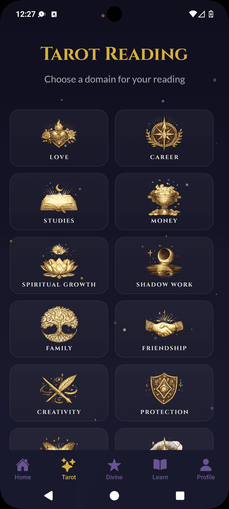 Tarot card reading with detailed interpretation