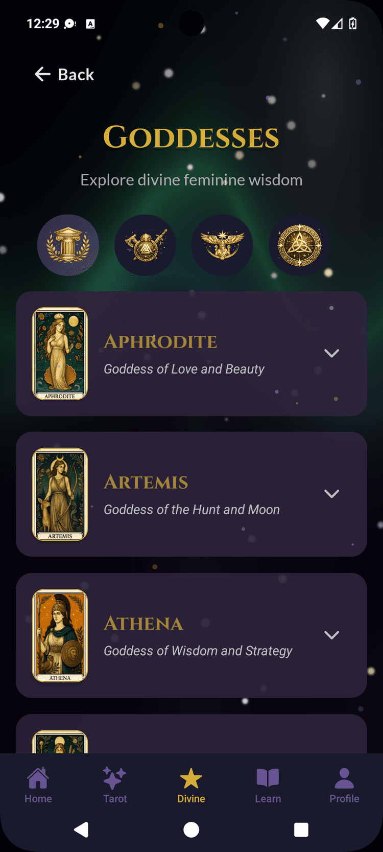 Goddess and demon profiles from 4 pantheons